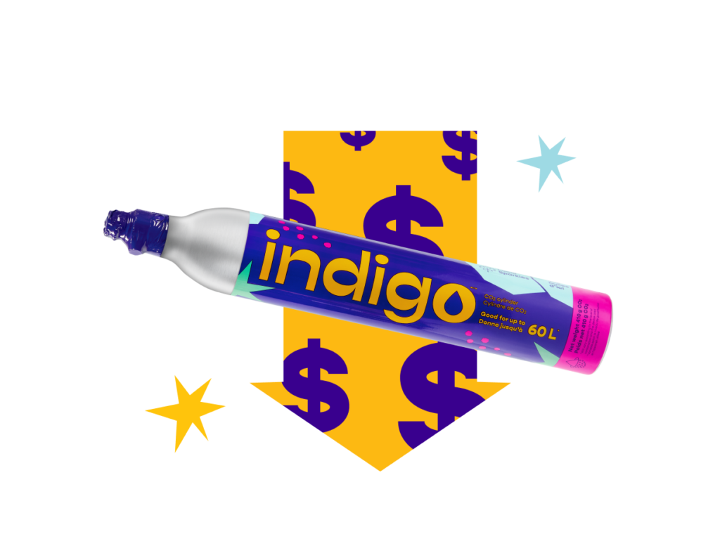 CO2 Indigo Soda cylinders less expensive than those of other brands